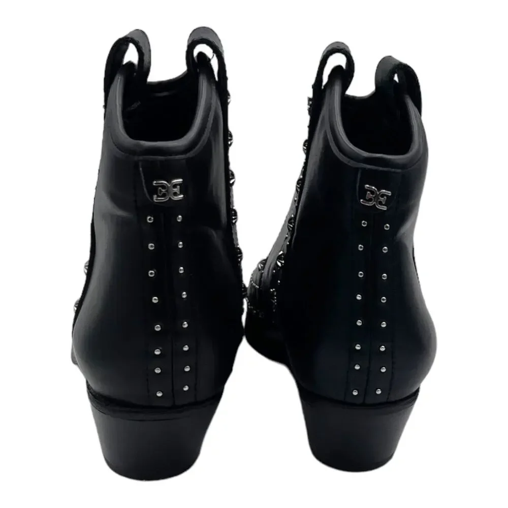 Western Black Leather Studded Sam Edelman Womens Brian‎ Ankle Boots 6.5M EUC